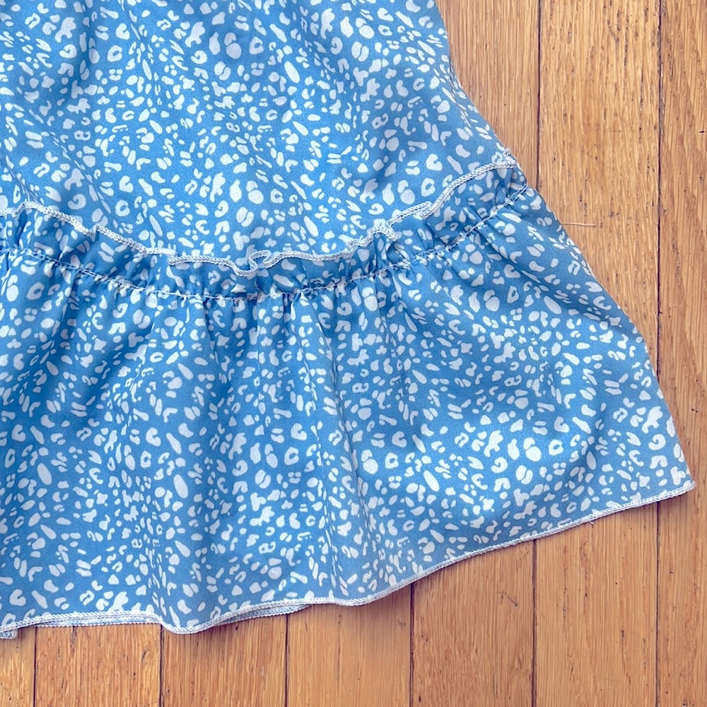 Smocked Printed Sleeveless A Line Dress - Light Blue S (Zaful) - Picture 7 of 11